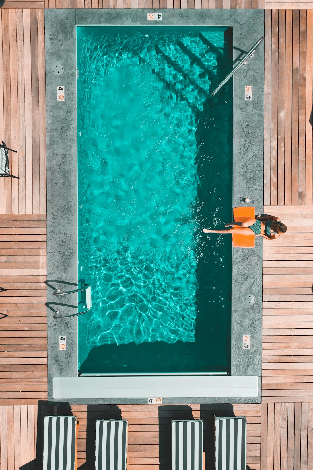 The saltwater pool in the courtyard, seen from above