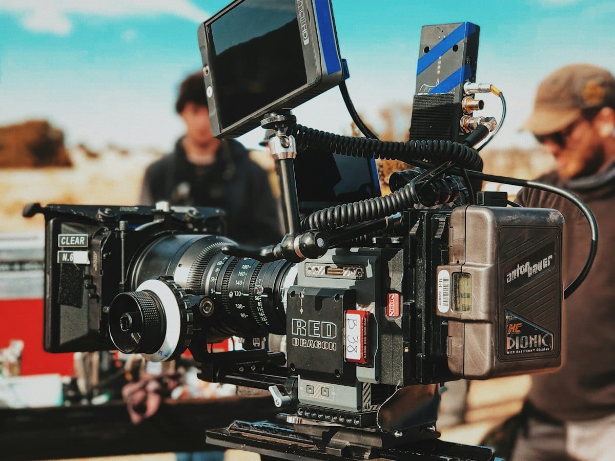 A cinema camera set up on a commercial shoot